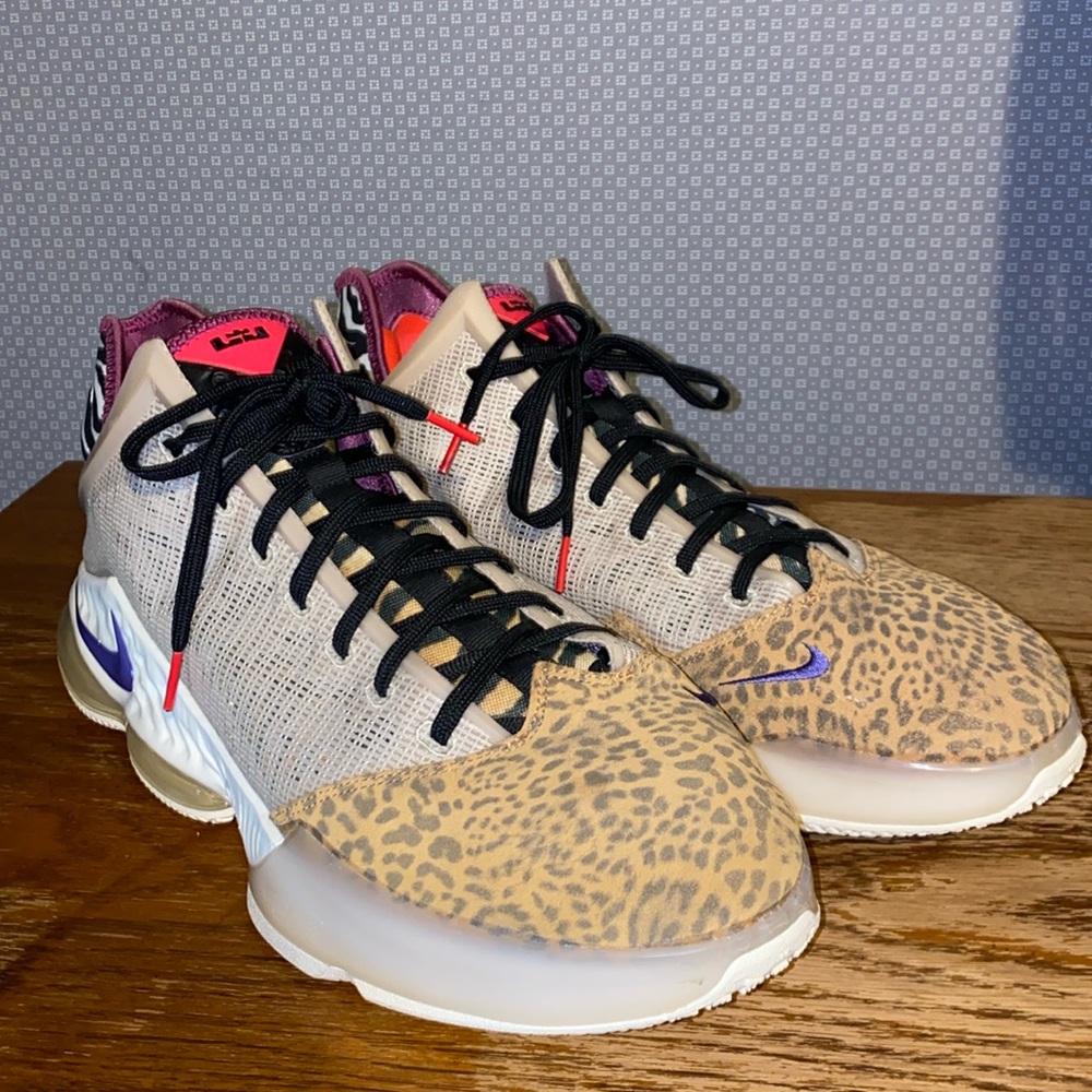 Nike Athletic Shoes with Leopard Print and Purple Accents